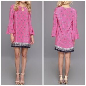 Juicy Couture Boho Paisley Bell Sleeve Shift Dress